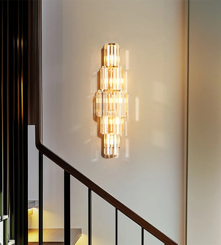 LUVODI Luxury Crystal Wall Lamp 3-Layer Wall Crystal Sconce Light E14 Led Corn Lights