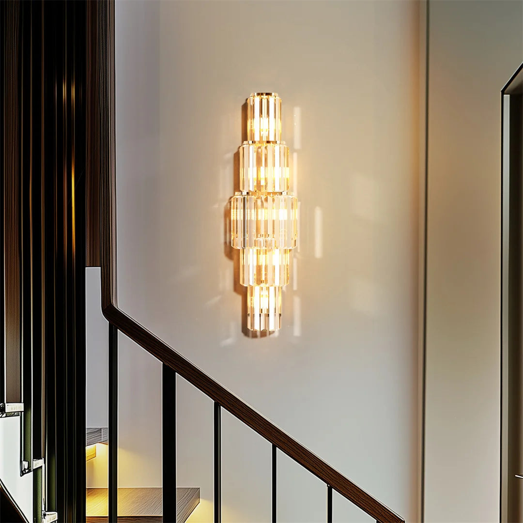 LUVODI Luxury Crystal Wall Lamp 3-Layer Wall Crystal Sconce Light E14 Led Corn Lights