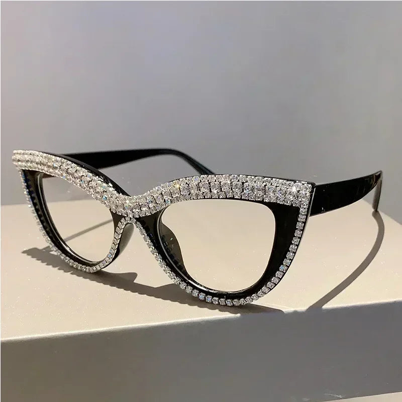 Women's Luxury Cat Eye Reading Glasses Shining Diamond