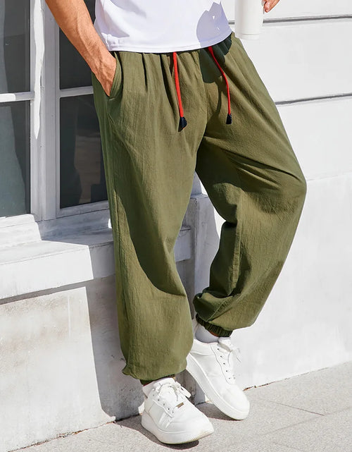 Load image into Gallery viewer, Men's Pants Loose Fit  Cotton Linen Solid Color Cozy Sweatpants Joggers High Quality Male
