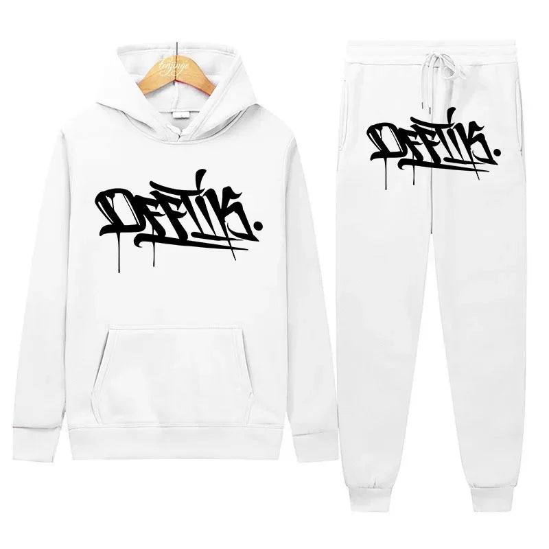 Men's sportswear, new fashion hip hop suit two-piece set hoodie printed sweatshirt comfortable casual style