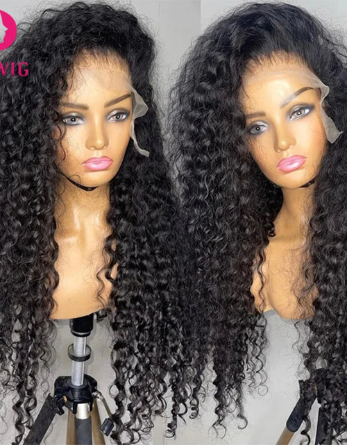 Load image into Gallery viewer, 13x4 Jerry Curly Lace Front Wig Deep Kinky Curly Human Hair Wigs Brazilian 4x4 HD Transparent Lace Frontal Closure Wig For Women
