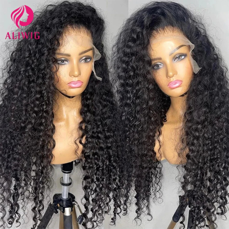 13x4 Jerry Curly Lace Front Wig Deep Kinky Curly Human Hair Wigs Brazilian 4x4 HD Transparent Lace Frontal Closure Wig For Women