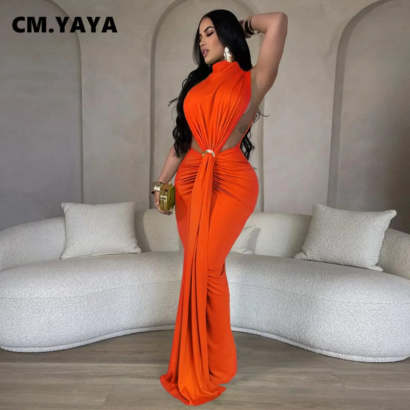 Women O-neck High Split Stacked Bodycon Midi Maxi Dress 2024 Evening Party Club Long Dress
