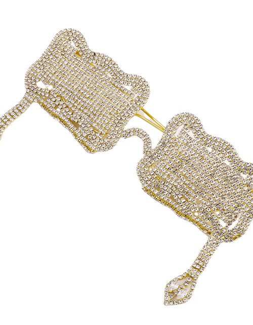 Load image into Gallery viewer, Stonefans Wavy Square Eyeglass Frame Snake Pendant Fashion Jewelry Collapsible Full Rhinestone Sunglasses Frame Face Accessories
