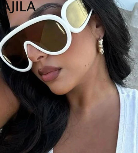 Oversized Wave Mask One-Piece Sunglasses Women Y2K Punk Sports Sun Glasses 2025