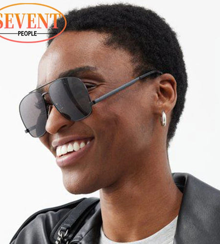 Oversized Pilot  Sunglasses Women 2025 Vintage Square Metal Frame Shades Eyewear For Ladies Double Beam UV400