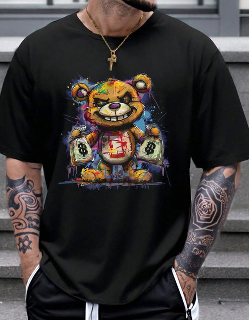 Load image into Gallery viewer, Men&#39;s 100% cotton summer loose size Cartoon Bear Pattern printed
