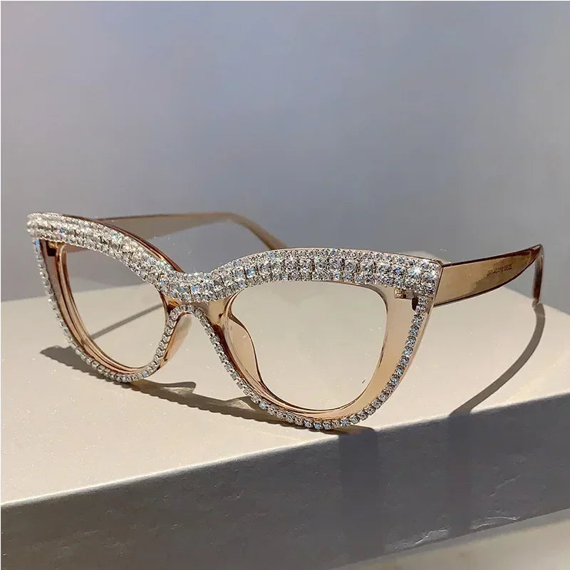 Women's Luxury Cat Eye Reading Glasses Shining Diamond