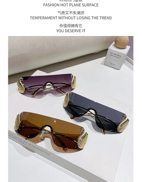 Load image into Gallery viewer, New Fashion Women Oversized Rimless Sunglasses Luxury Brand Swan Shaped Sun Glasses Trendy Large Frame Sun Glasses UV400
