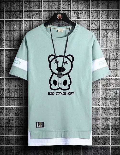 Load image into Gallery viewer, Men's Oversize T-Shirt Short Sleeve Korean Style Streetwear Harajuku Print Casual O-Neck Polyester Top for Spring And Summer
