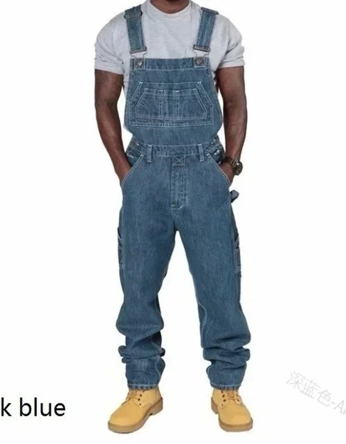 Load image into Gallery viewer, Men's Jeans 2026 Overalls Men Pockets Casual Loose Long Denim Pants Slim Splice Straight Rompers
