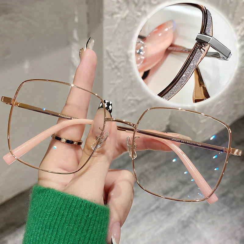 Oversized Anti Blue Light Glasses  Diamond Studded Oversized Square Eyeglasses With Glitter Frames