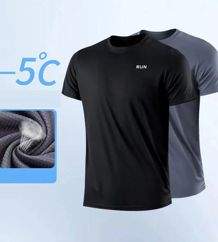 Men's Quick Dry Short Sleeve Gym Running Moisture Round Neck T-Shirt Training Exercise Gym Sport Shirt Tops Lightweight