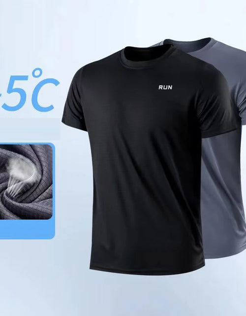 Load image into Gallery viewer, Men&#39;s Quick Dry Short Sleeve Gym Running Moisture Round Neck T-Shirt Training Exercise Gym Sport Shirt Tops Lightweight
