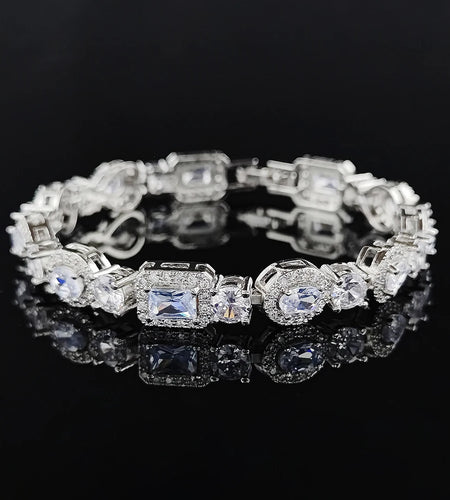 New l Luxury Oval Rectangle Silver Color  Bracelet Bangle for Women