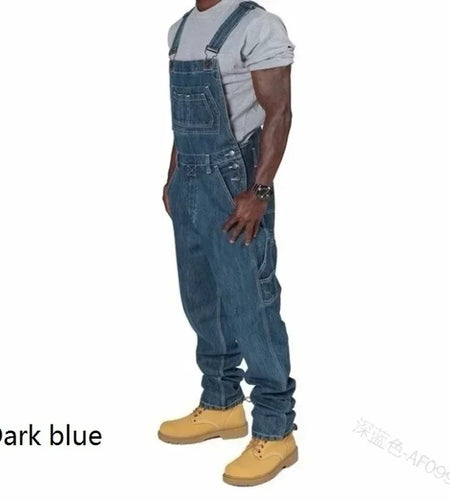 Men's Jeans 2026 Overalls Men Pockets Casual Loose Long Denim Pants Slim Splice Straight Rompers
