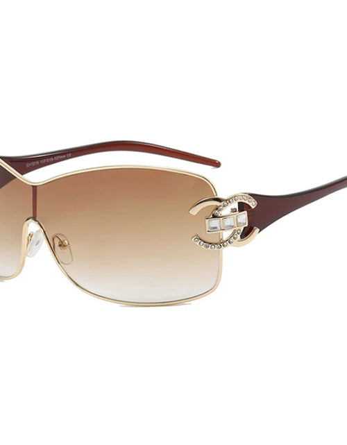 Load image into Gallery viewer, Luxury Rhinestone Oversized One - Piece Frame Y2K Women's Sunglasses Trendy Brand  Eyewear UV400
