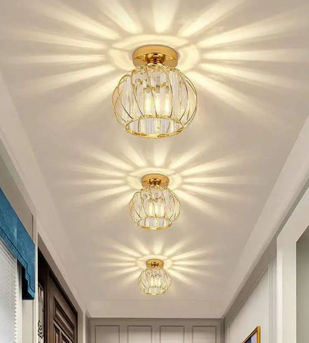 Luxury Hallway Corridor Lamp Lighting Fixtures Crystal Ceiling Lamp Flush Mount Modern Design Crystal Chandelier