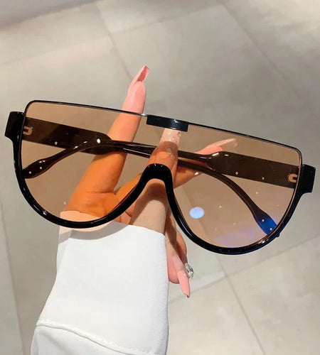 Vintage Semi-round Sunglasses Women Fashion Monoblock Outdoor  Shades