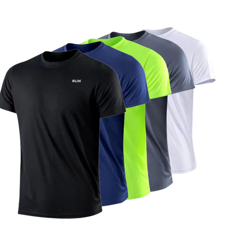 Men's Quick Dry Short Sleeve Gym Running Moisture Round Neck T-Shirt Training Exercise Gym Sport Shirt Tops Lightweight
