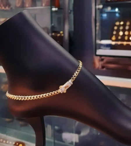 Monaco anklet 6mm Cuban chain women's anklet copper material electroplated 14k gold