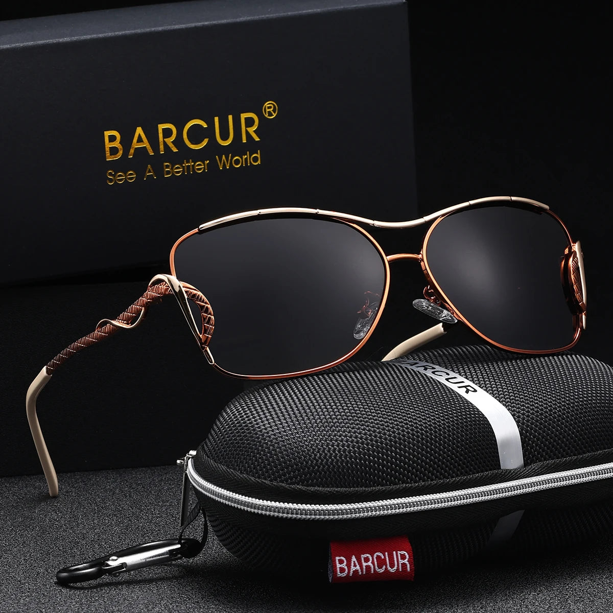 BARCUR Women's UV400 Polarized Sunglasses Vintage Metal Casual Fashion Eyewear with Stainless Steel Frame