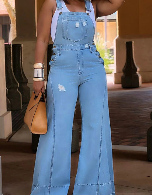 Load image into Gallery viewer, Plus Size Women&#39;s Jumpsuit Denim Pockets Overall Rompers Wide Leg Jeans Slim Streetwear Casual Fashion Jumpsuit for Women&#39;s

