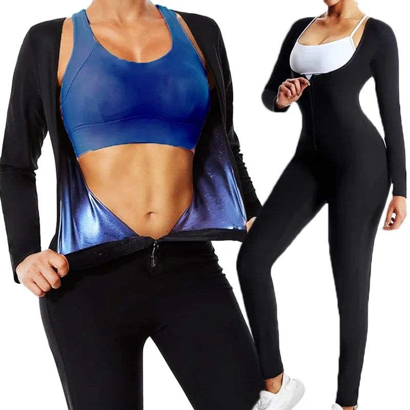 Sweating Jumpsuits Women Body Shaper Sauna Suit Waist Trainer Sauna Jumpsuit Workout Sweat Suit