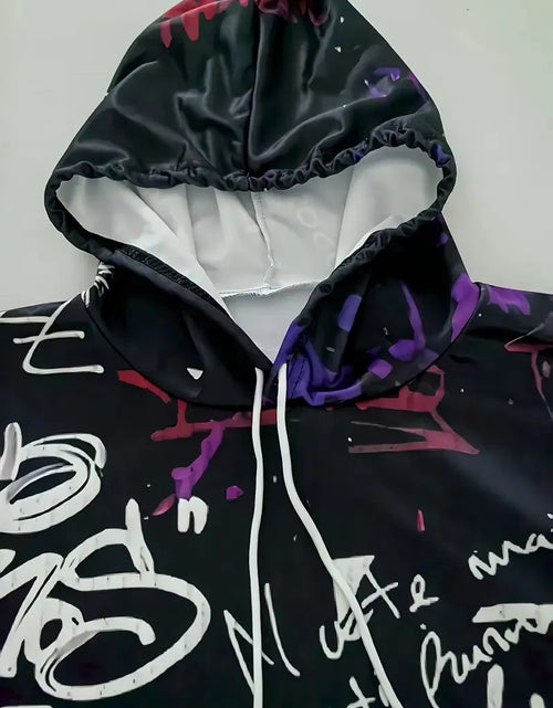 Load image into Gallery viewer, Men's hoodie set features a casual fashionable and comfortable 3D graffiti pattern print

