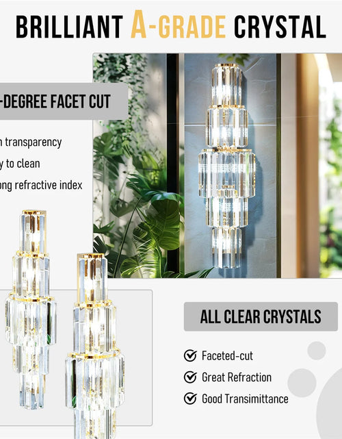 Load image into Gallery viewer, LUVODI Luxury Crystal Wall Lamp 3-Layer Wall Crystal Sconce Light E14 Led Corn Lights
