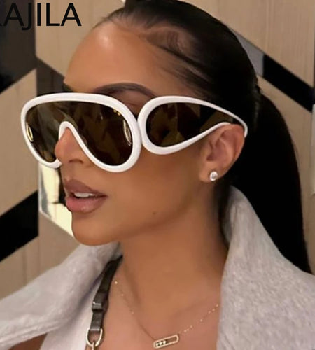 Oversized Wave Mask One-Piece Sunglasses Women Y2K Punk Sports Sun Glasses 2025