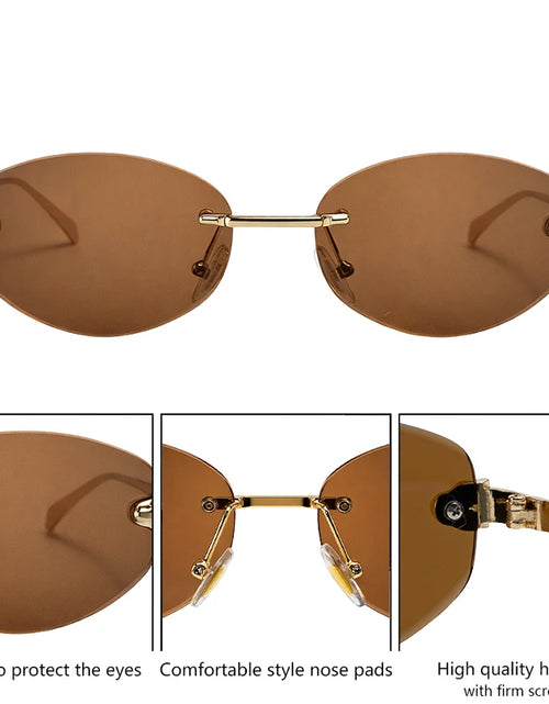 Load image into Gallery viewer, Vintage Rimless Oval Punk Sunglasses for Men Leopard Head Frameless UV400 Gradient Lens Hip Hop Outdoor Shades Luxury Designer Eyewear
