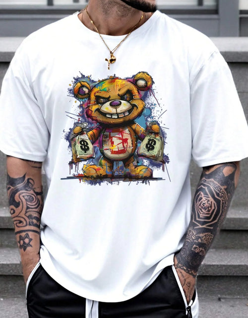 Load image into Gallery viewer, Men&#39;s 100% cotton summer loose size Cartoon Bear Pattern printed
