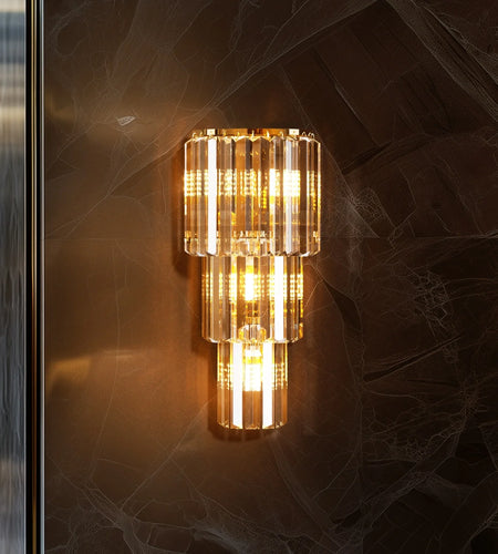 LUVODI Luxury Crystal Wall Lamp 3-Layer Wall Crystal Sconce Light E14 Led Corn Lights