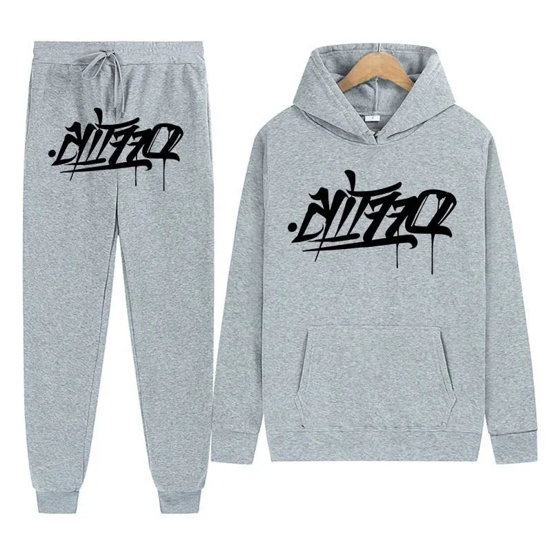 Men's sportswear, new fashion hip hop suit two-piece set hoodie printed sweatshirt comfortable casual style