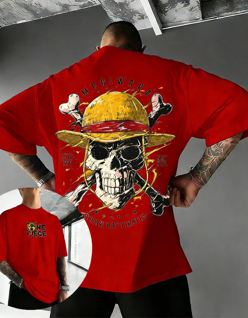 Load image into Gallery viewer, Oversize One Piece Skull Anime T Shirt Men Cotton Streetwear Casual Short Sleeve Top Graphic Tee Trendy 2026 Summer
