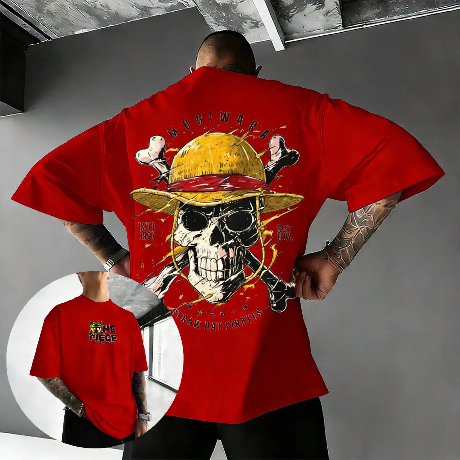 Oversize One Piece Skull Anime T Shirt Men Cotton Streetwear Casual Short Sleeve Top Graphic Tee Trendy 2026 Summer