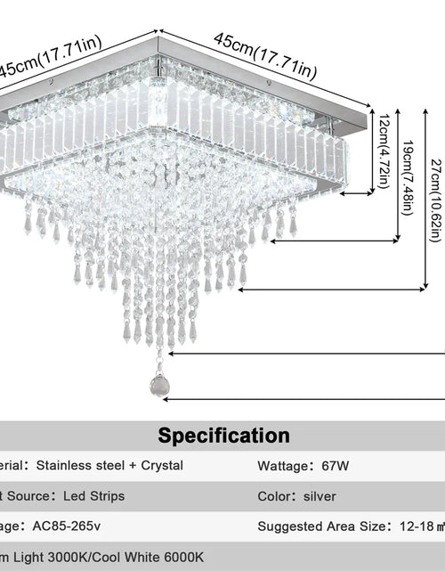 Load image into Gallery viewer, Luxury Crystal Square Bright Led Chandelier Modern Pendant Light Ceiling Lamp Dimmable Flush Mount Bedroom Dinning Living Room
