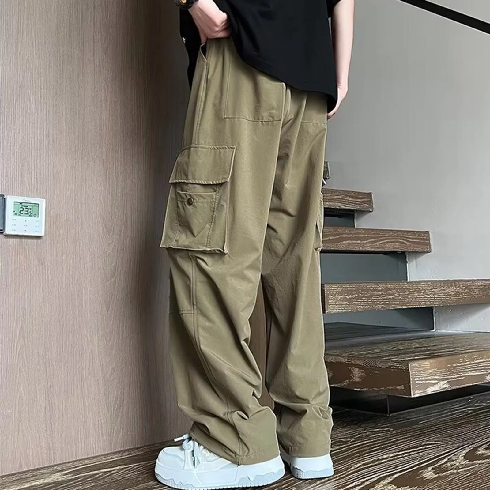 2025 Men'S Classic Straight Leg Wide Leg Pants Male