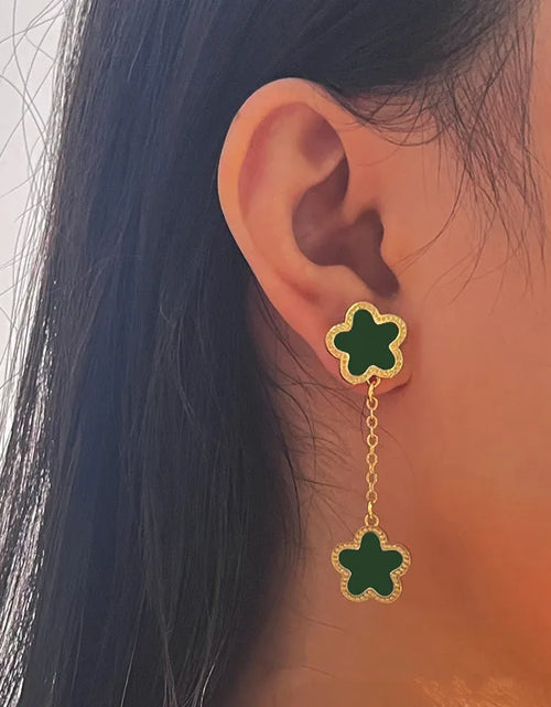 Load image into Gallery viewer, New Simple Lucky Five-leaf Flower Fritillary Tassel Earrings
