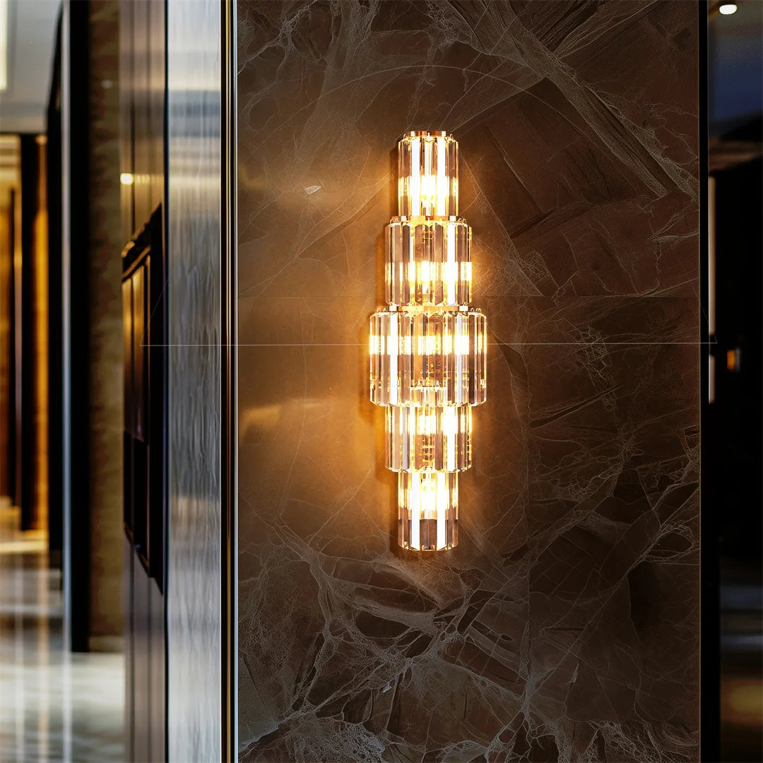 LUVODI Luxury Crystal Wall Lamp 3-Layer Wall Crystal Sconce Light E14 Led Corn Lights