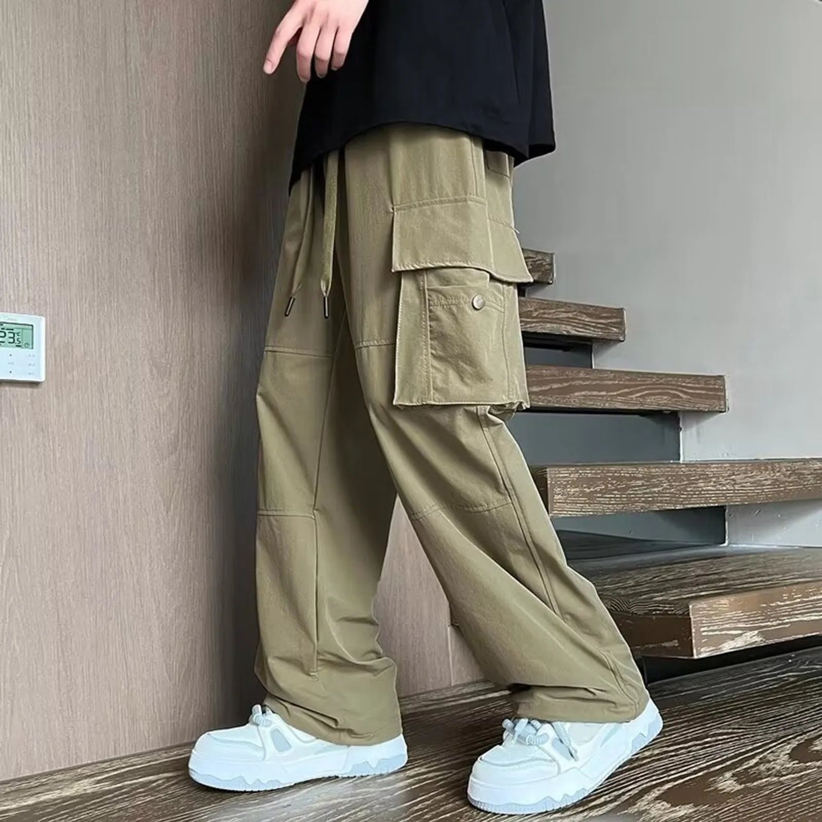 2025 Men'S Classic Straight Leg Wide Leg Pants Male