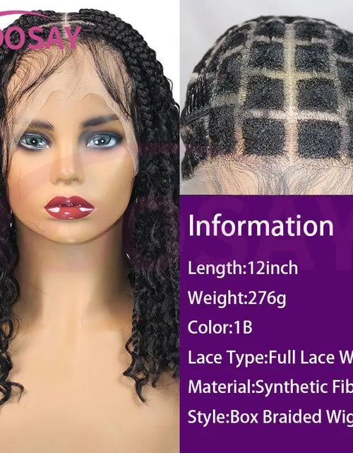 Load image into Gallery viewer, 12&quot; Synthetic Short Bohemian Boho Braided Wigs Full Lace Front Braiding Wig For Black Women Curly Knotless Bob Braids Locs Wigs
