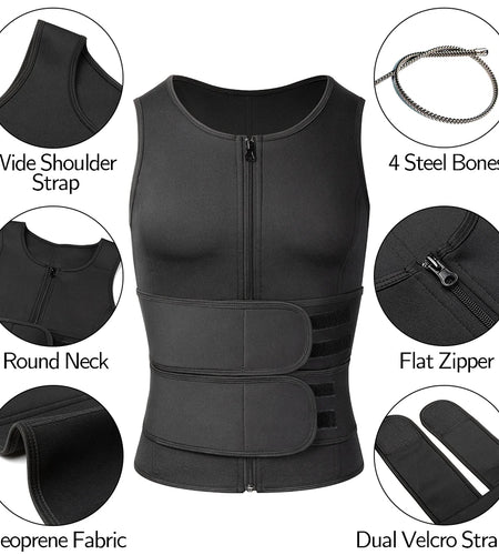 Men Body Shaper Waist Trainer Sauna Suit Sweat Vest Slimming Weight Loss Shirt Fat Burner Workout Tank Tops Shapewear