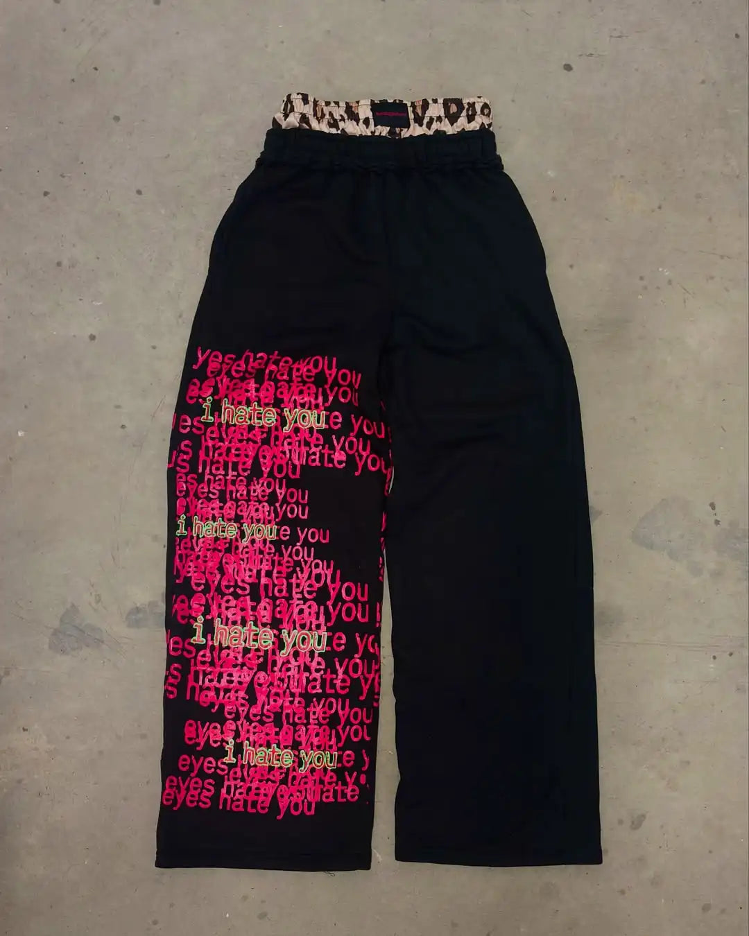 Men's Retro Double Waist Casual Streetwear Pants Hip-Hop Gothic Harajuku Loose Fit Y2K Letter Pattern Sports Trousers