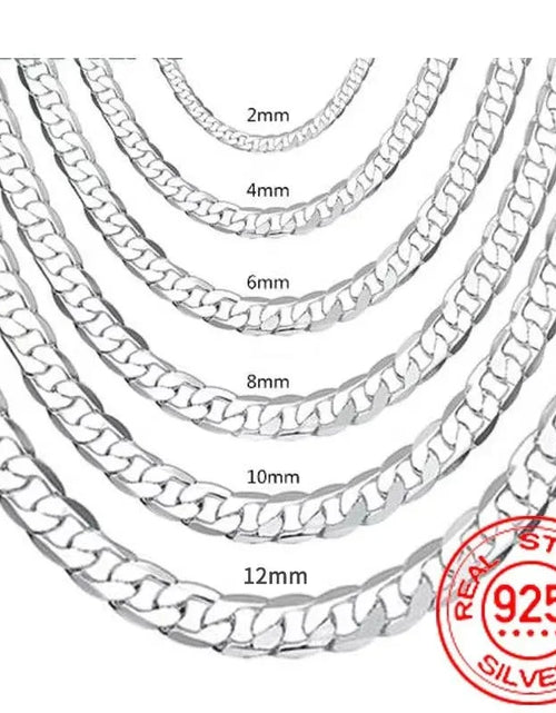 Load image into Gallery viewer, Wholesale 925 Sterling Silver Necklace 2-12mm Width 40-75cm Long Chain Lobster Clasp Men and Women E
