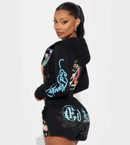 Cross-Border Style Women's Spring Summer Fashion Casual Short Set