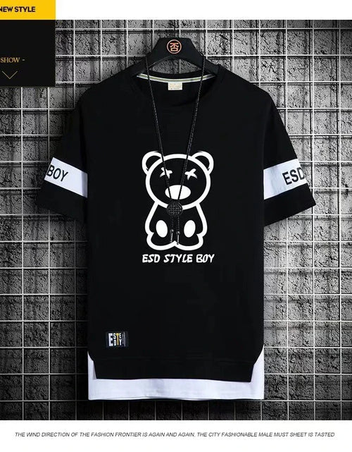 Load image into Gallery viewer, Men's Oversize T-Shirt Short Sleeve Korean Style Streetwear Harajuku Print Casual O-Neck Polyester Top for Spring And Summer
