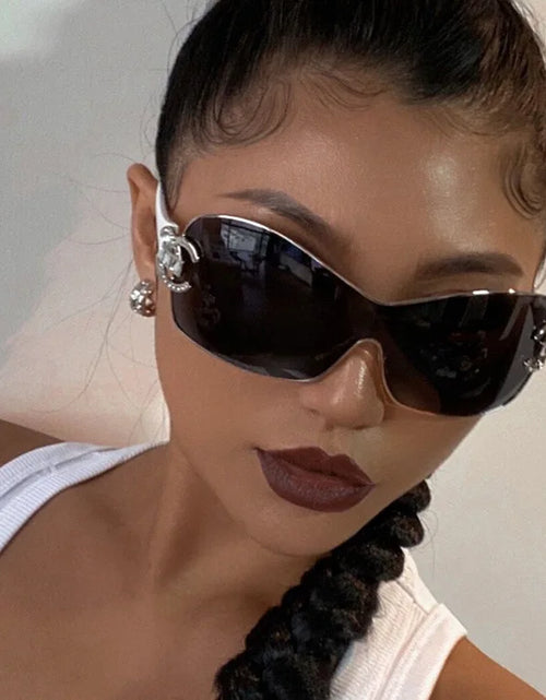 Load image into Gallery viewer, Luxury Rhinestone Oversized One - Piece Frame Y2K Women's Sunglasses Trendy Brand  Eyewear UV400
